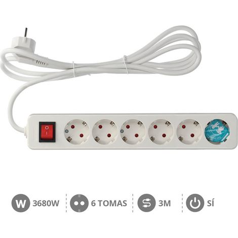 Base múltiple 6 enchufes con interruptor 3m cable GSC 0800877 (1/2)