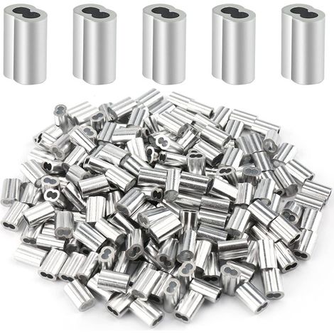 Achterförmige Aluminiumhülse, Doppelloch-Aluminiumhülse, Aluminium-Drahtseildorn, 200-teiliger 1,5-mm-Aluminiumdorn (1/5)
