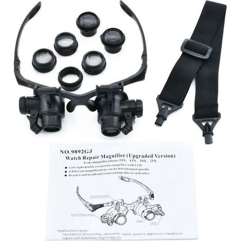Grossissement CREA 10x 15x 20x 25x, Loupe à lumière LED réglable pour bijoutiers horlogers