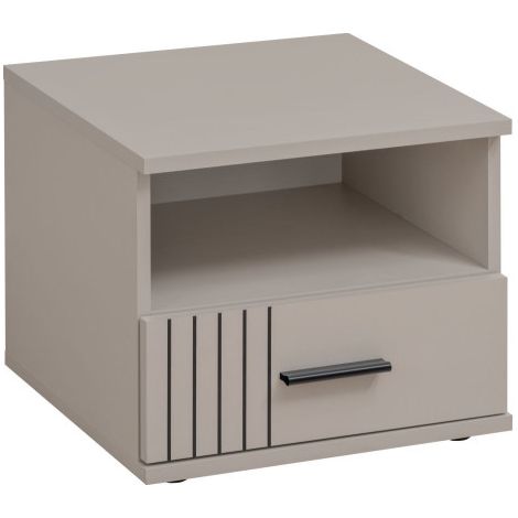 Table de chevet Sigma avec tiroir - Bois MDF cachemire et décor noir - 45 x 38 x 40 cm - Livraison gratuite (1/4)