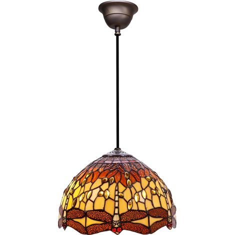 Mittelgroße Deckenpendelleuchte mit einem Durchmesser von 30 cm und schwarzem Kabel der Serie Belle Amber