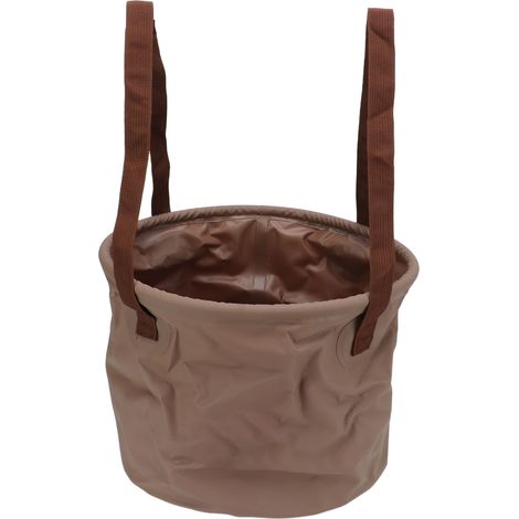 Seau pliable 15L résistant pour camping, voyage et extérieur - Gain de place, portable et dépliable (Kaki) (1/5)