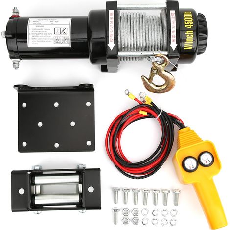 Treuil électrique 12V 4500lb, accessoire mécanique pour véhicule industriel, double usage tout-terrain, robuste et polyvalent. (1/5)