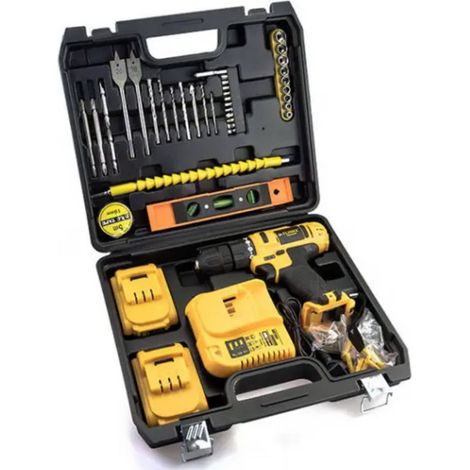 Trade Shop - Set 78 Pz Trapano Avvitatore A Batteria 24v Litio Ricaricabile Accessori Valigia - (1/4)