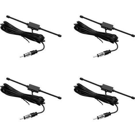 Convient pour 4 antennes dipôles AM/FM universelles noires pour autoradio et bateau, antennes radio en verre à montage adhésif (1/2)