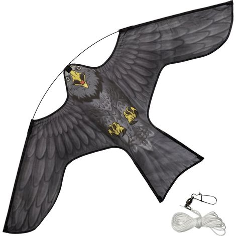 VOUNOT® Espantapájaros Cometa Voladora Cultivos Protector de Aves Halcón Ahuyentador Aves y Palomas para Jardín Granja Repelente Visual Pájaros sin Poste Modelo D