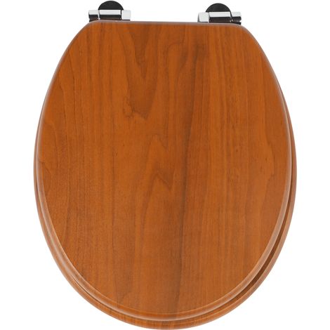 Abattant de toilette en MDF avec fermeture amortie, veinage bois cerisier (1/5)