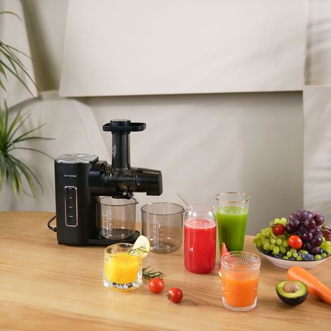 Presse agrumes électrique 450ml 4 vitesses 150W pour légumes fruits avec moteur silencieux/fonction inverse/port d'alimentation facile à nettoyer Fantablau