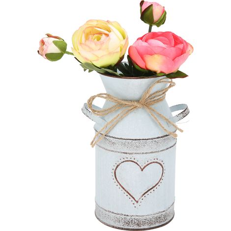 Vase unique en forme de cœur et orné de cordes, en fer galvanisé, pour l'intérieur et l'extérieur, à la maison ou au bureau. (1/5)