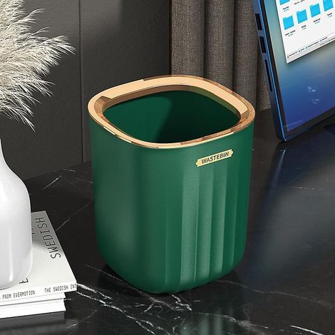 vert Mini Poubelle En Plastique Pour Comptoir De Bureau, Corbeille Papier Miniature Pour Bureau, Chambre, Armoire De Salle De Bain (1/4)