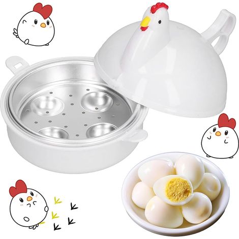 Sollbry Cuiseur à Œufs pour Micro-Ondes,Cuiseur à oeufs Big Boiley 14 14 13cm, Micro-ondes Boiler Rapid Egg Cooking Appliances,4 Oeufs (1/5)