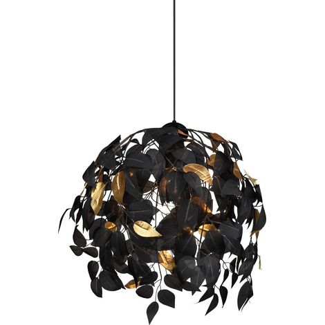 LÚZETE - LÁMPARA DE TECHO 1 LUZ Ø 38CM HOJAS NEGRAS (1/5)