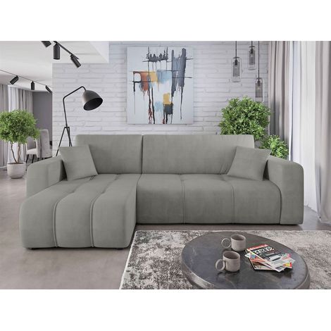 Ecksofa mit Schlaffunktion Sofa DAGNY in Stoff Cosmic Hellgrau Ottomane Links