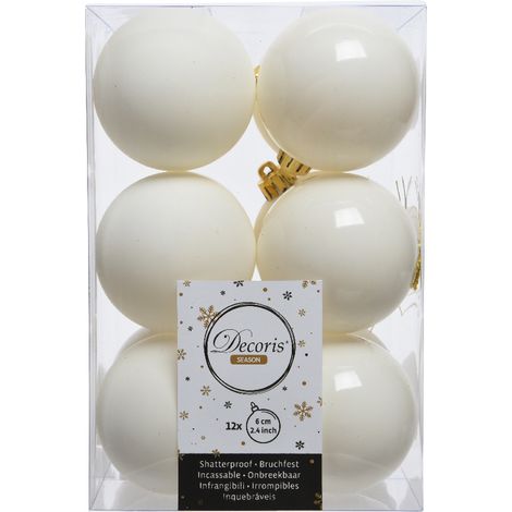 12 PALLINE 6 CM BIANCO LANA