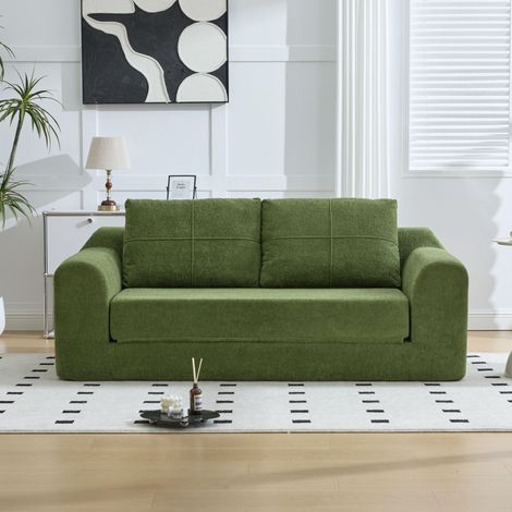 Canapé 2-en-1 sans cadre, canapé-lit pliable avec accoudoirs, canapé-lit de sol pliable, canapé compressible – vert, dimensions : 179 × 95 × 79 cm (1/5)