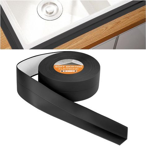 flintronic Joint Salle de Bain, 4,5m38mm Bande Etancheite Autocollante, Ruban D'étanchéité Auto-Adhésif en PVC pour Baignoire, Salle de Bain, Cuisine, Anti-moisissure, Calfeutrage(Noir) (1/5)