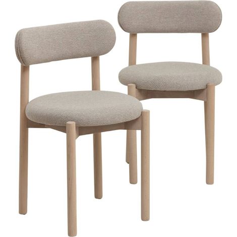 Chaise en bois de hêtre clair et tissu Aline (lot de 2) (1/5)
