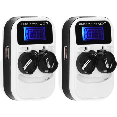 Chargeur de pile bouton LCD (lot de 2) pour LIR2016, LIR2025, LIR2032, ML2016, ML2025, ML2032, CR2032, prise UE, 100-240 V (1/5)