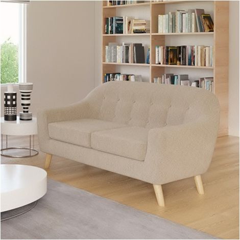 Le Quai Des Affaires – Canapé droit 2 places beige – Dimensions 146x82x81 cm – Rembourrage en mousse recyclée – Structure en eucalyptus massif