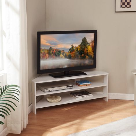 Mueble de TV Berg con estantes 110x36x42 cm - Blanco [en.casa]