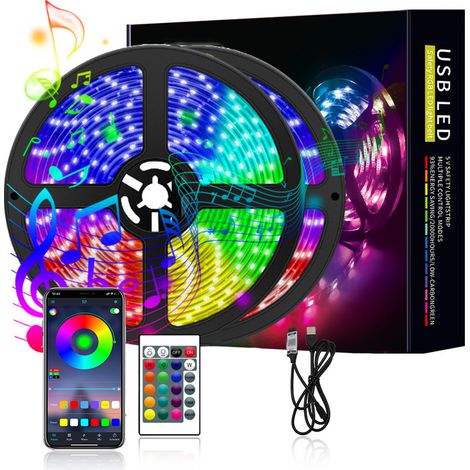 Bande lumineuse LED étanche Bluetooth 5 V 24 touches