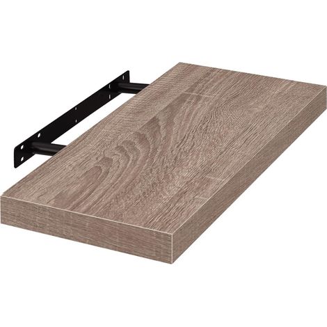 Étagère murale 50 cm en MDF, coloris brun café clair, étagère de rangement décorative flottante convient pour le salon, la chambre, la salle de bain ou le couloir (1/5)