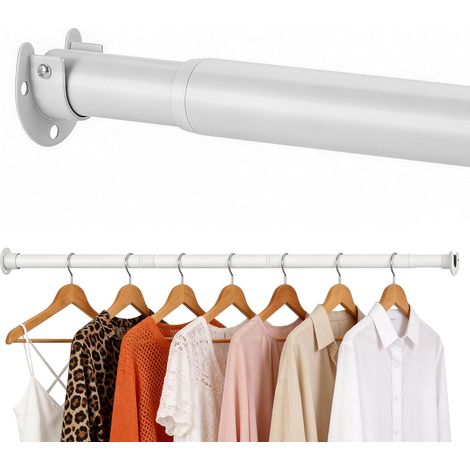 Tringle Penderie Extensible, 77–177 cm Barre Penderie Lourd, Barre Téléscopique Diamètre 32 mm Capacité de Charge 30 kg pour Placards Garde-Robes Buanderies Salle de Bain Camping-Car, Blanc (1/5)