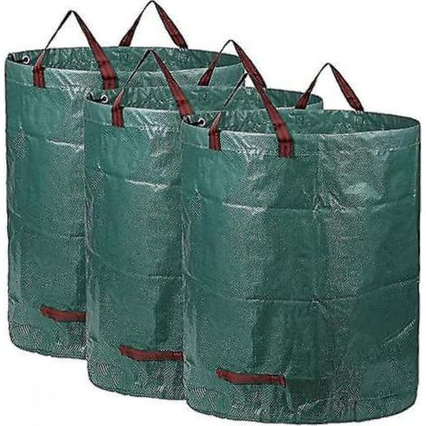 BelleRise - Lot de 3 sacs à déchets verts de 300 L (H 84 cm, P 67 cm), grands sacs avec poignée, sacs poubelle étanches et résistants - Xinhan (1/5)