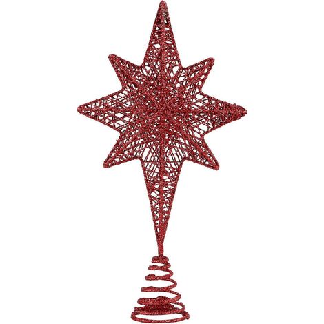 étoile à huit branches pour sapin de Noël (bleue)-30x16cm-Red (1/2)