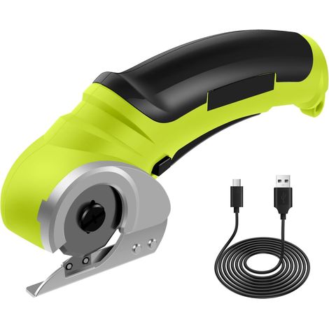 4,2V Kartonschneider Elektrisch 23×10×5cm Elektrische Schere USB Aufladung 2000mah Drehbar Pappe Schneiden Gerät zum Schneiden von Stoff Gewebe Leder Teppich Kunststoff Pappe (Grün) (1/5)