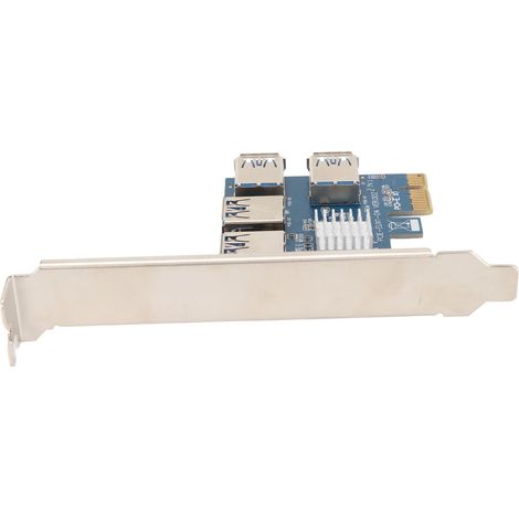 Carte Riser PCIe 1 vers 4 Ports USB 3.0 Bleue - Adaptateur Interface Graphique X4 X8 X16 pour Extension Connectique (1/5)