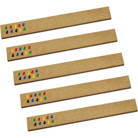 Lot de 5 bandes liège autocollantes 30x5 cm – Tableau affichage – Bureaux, écoles, maison (1/5)