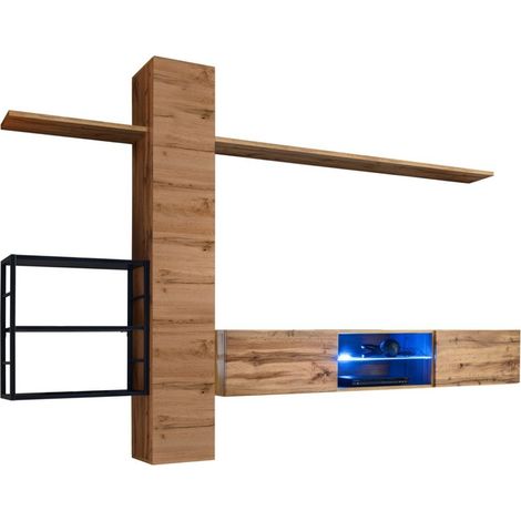 Ensemble meubles de salon style industriel SWITCH M5. Coloris chêne.