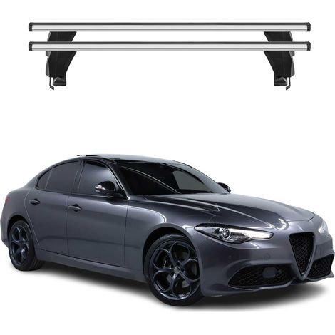 OMAC Dachträger Querträger Alu für Alfa Romeo Giulia 2016-2026 – Abschließbar – T-Nut – City-Crash-getestet – Max. 50 kg Silber (1/5)