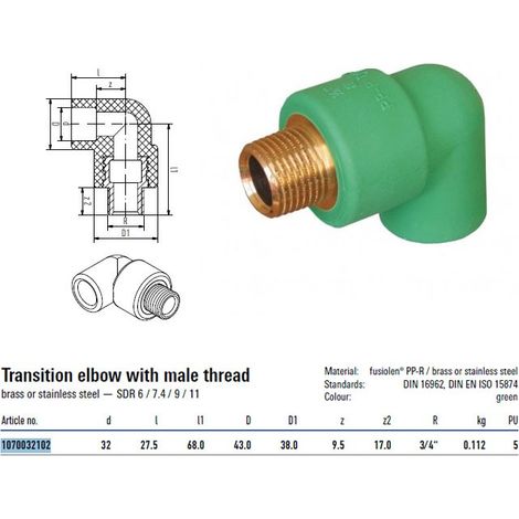 Gomito filettato 32 X 3/4"M 1070032102