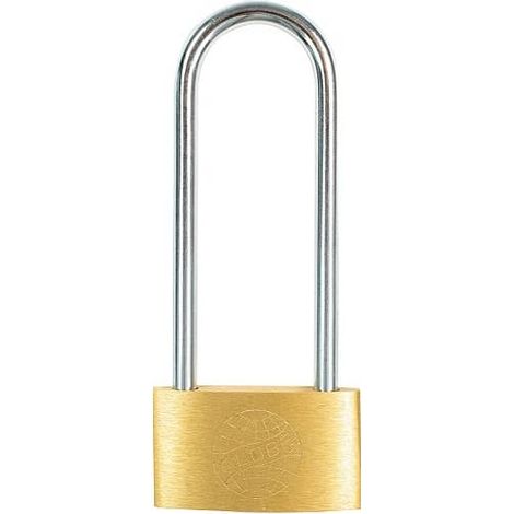 Candado arco largo de laton macizo con llave 18 mm Dorado