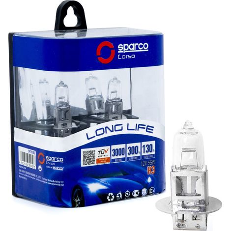 Bombillas halógenas Sparco H3 12 V 3000 K amarillas 55 W PK22s, 2 unidades (1/3)