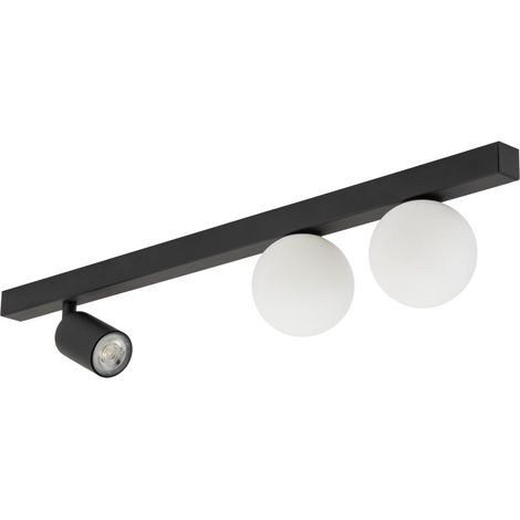 Spot de plafond métal verre GU10 réglable noir blanc allongé moderne spot lampe plafond