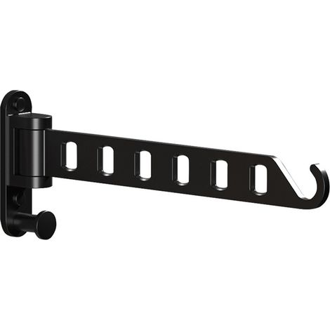 Étendoir mural - Armoire - Séchoir à linge - Étendoir pliable - Étendoir suspendu - Crochet noir - Crochet pour vêtements - Porte-vêtements mural - Étagère de rangement - Métal - Noir (1/5)