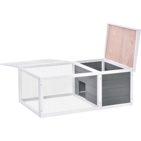 Rabbit Hutch Guinea Pig Hutch Wooden Small Animal Cage Rabbit Run Duck House Openable Roof for Indoor Outdoor 115 x 66 x 47.5 cm (1/5)