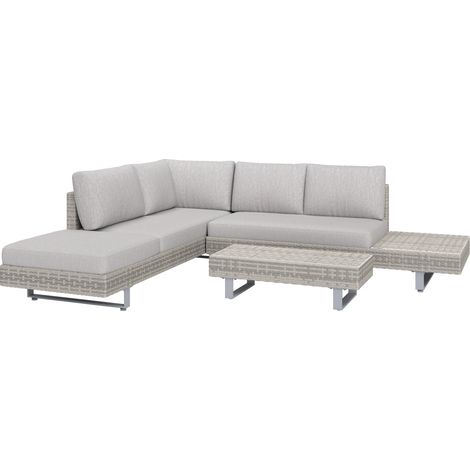 Three-Piece Rattan Sofa Set, with Cushions - Grey