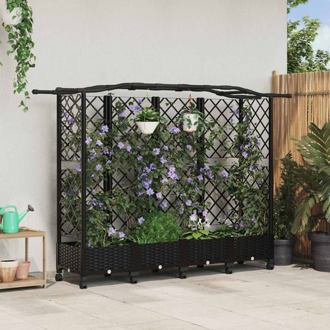 Teenpull – Hochbeet mit Rankgitter und Dach Schwarz 203,5 x 40 x 129 cm PP (1/5)