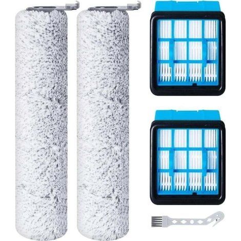 Rouleau de brosse de rechange et filtre HEPA pour BISSELL CrossWave OmniForce (3912N) & OmniFind Aspirateur Balai Sans Fil, 2 rouleaux de brosse + 2 filtres HEPA + 1 brosse de nettoyag (1/4)