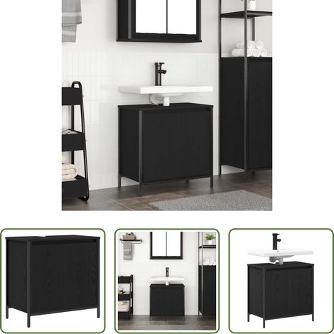 vidaXL Holzregal -  Waschbeckenunterschrank Schwarz 60x34,5x60 cm (1/5)