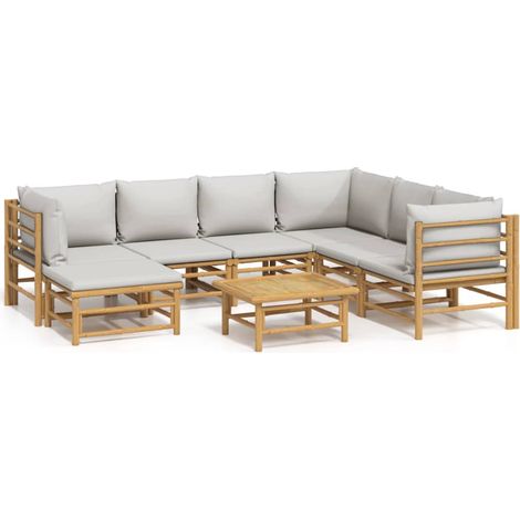 Maison Exclusive - 8-tlg. Garten-Lounge-Set mit Kissen Hellgrau B