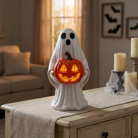 LED Ghost Pumpkin Halloween Ornament (1/2)
