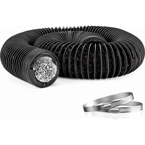 80-mm-VMC-Rohr, 6 m Abluftschlauch für Wäschetrockner, flexibler PVC-Heizschlauch, Aluminium-Lüftungsrohr mit 2 Stahlschellen (1/5)