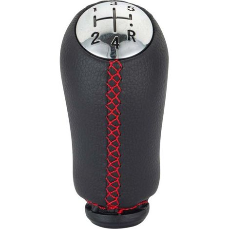 Pommeau de levier de vitesses compatible avec Renault Clio mk3 (2005-2009), boîte 5 vitesses. Noir avec inscriptions rouges et revêtement brillant. Vendu à l'unité. (1/4)