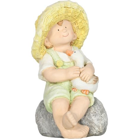 Kleiner Junge mit Strohhut 43 cm wetterbeständige Gartenstatue, Outdoor-Ornament, Gartendeko, Skulptur für Garten & Terrasse
On-Site (1/5)