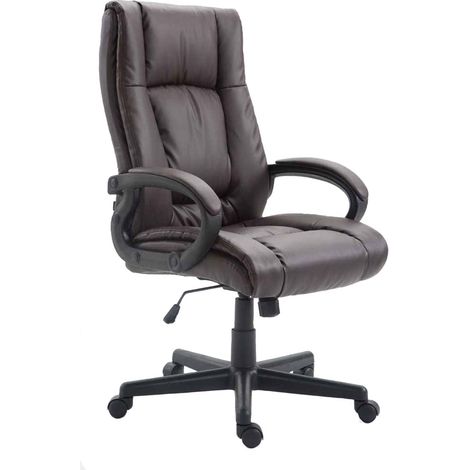 Fauteuil de bureau XL sur roulettes avec accoudoirs mécanisme d'inclinaison plastique PVC marron 100002716
